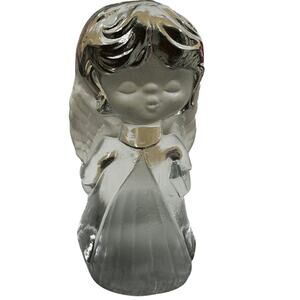 Viking Homemade Crystal Young Girl Bookend Paperweight Vintage 7.5" EUC